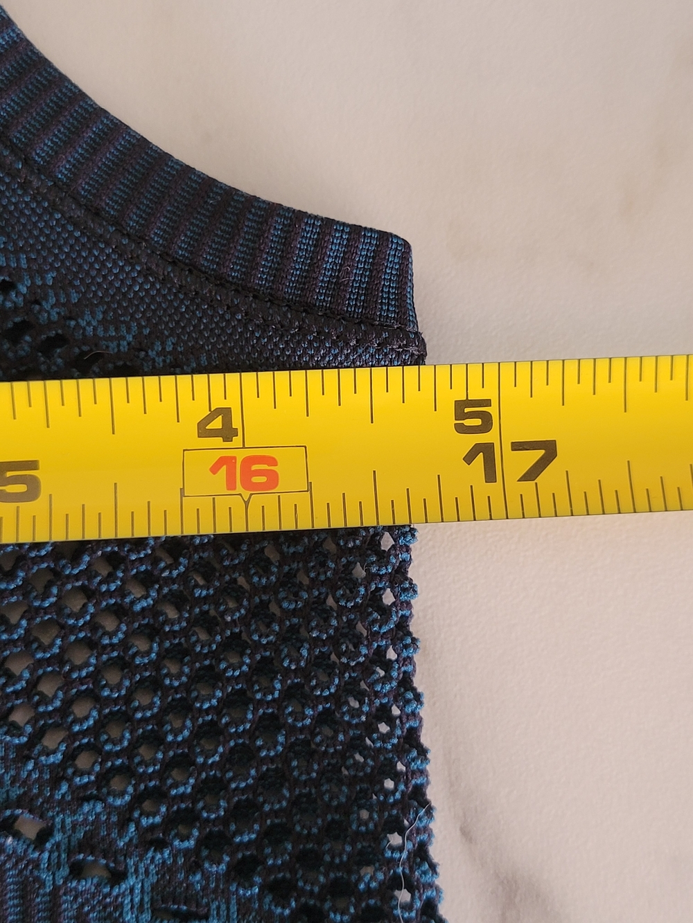 Athleta Oxygen Long Tank Top XL Dark Teal Two-Tone Mesh Seamless Workout Gym - Picture 9 of 10